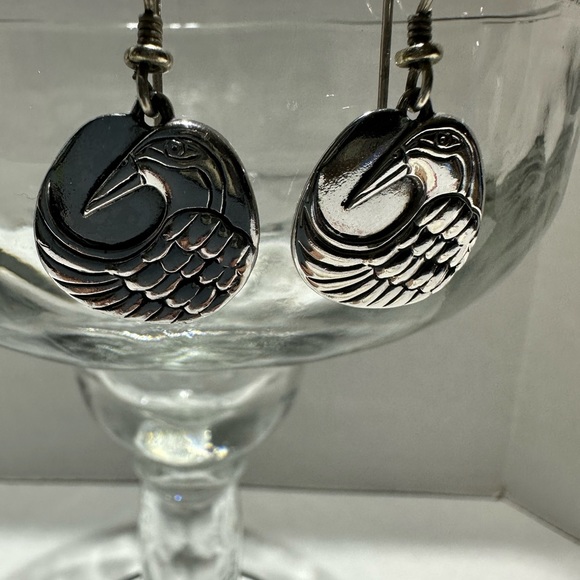Betsey Johnson swan sterling earrings - Picture 2 of 5